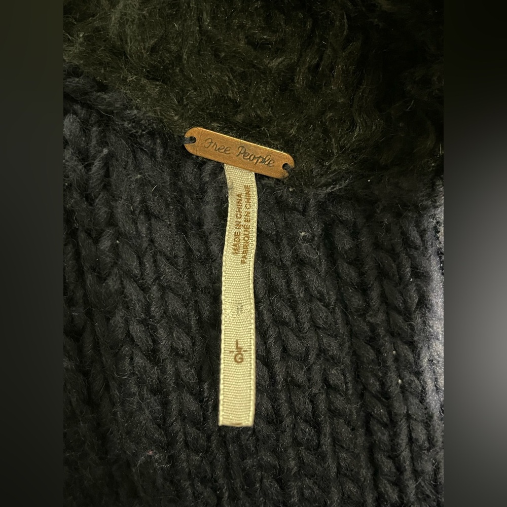 Free People Navy Cardigan with Faux Fur Collar - Picture 12 of 14